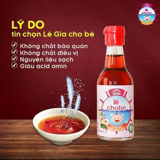 Nước mắm an toàn cho trẻ em Lê Gia 60ml nhãn hồng hoàn toàn là sản phẩm tự nhiên.