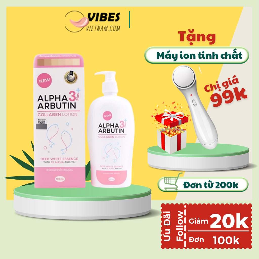 Lotion Sữa Dưỡng Trắng Da ALPHA ARBUTIN 3 Plus+ Collagen 500ml - Thái Lan Vibesvietnam