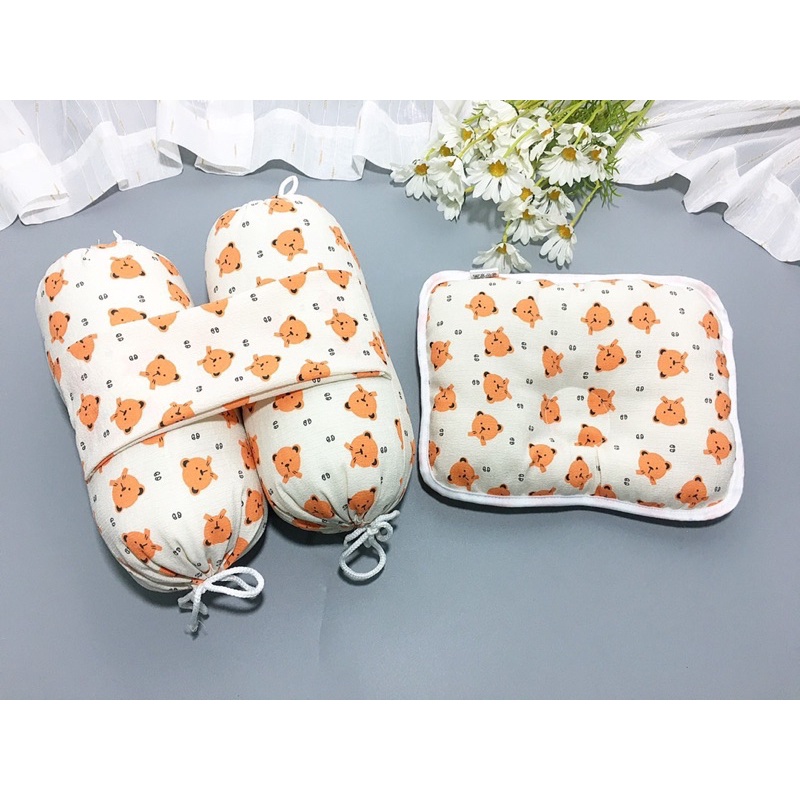 Bộ gối chặn bông vải xốp chống giật mình cho bé sơ sinh [ babyboo]