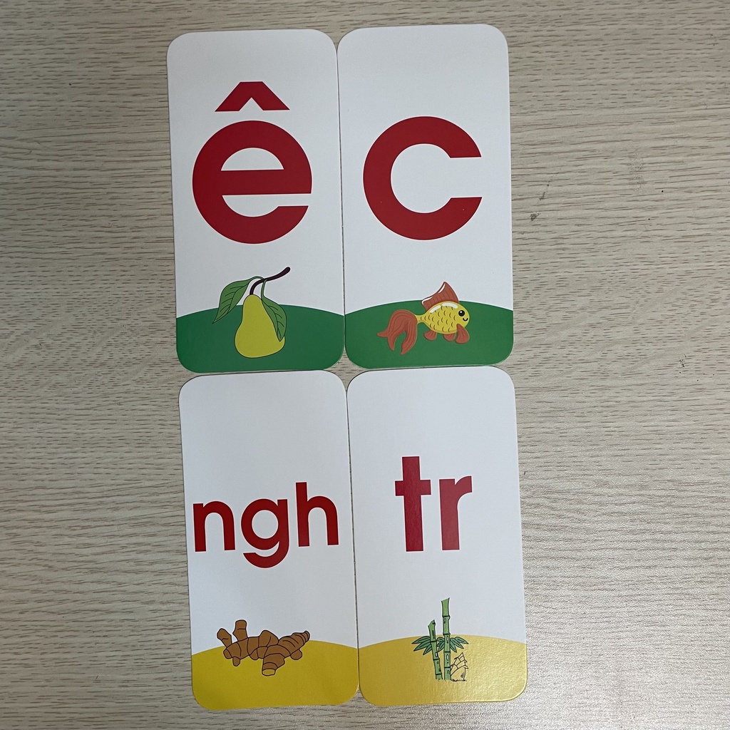 Sách - Flash Card Bộ thẻ học CHỮ CÁI - CHỮ GHÉP có mẫu chữ viết - 29 chữ cái - 11 chữ ghép - 5 dấu thanh (7 x 14 cm)