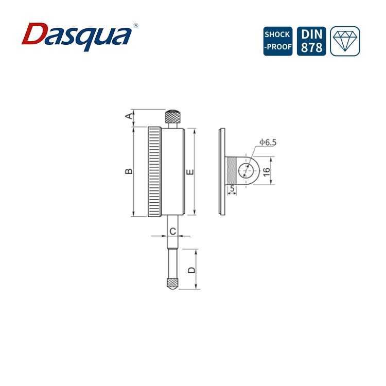 Đồng hồ so cơ khí chống sốc DASQUA 5121-1201 (0-3mm/0.01mm)