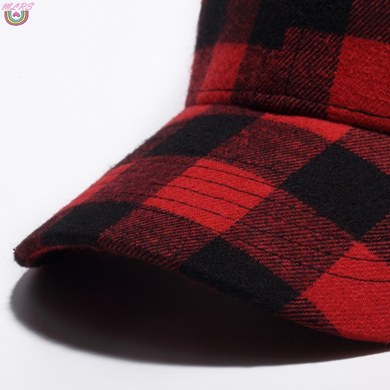 Mũ Bóng Chày Chất Liệu Cotton Mềm Mại Tùy Chỉnh In Họa Tiết Sọc Caro Đỏ Đen Đỏ Cho Nam Và Nữ