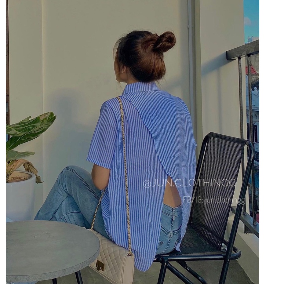Áo sơ mi kẻ hở lưng SV357