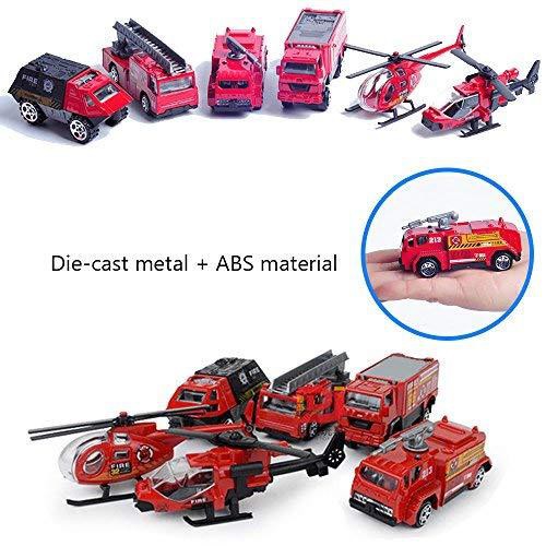 Set 6 XE CỨU HỎA Mini tinh xảo bằng hợp kim và nhựa MN02