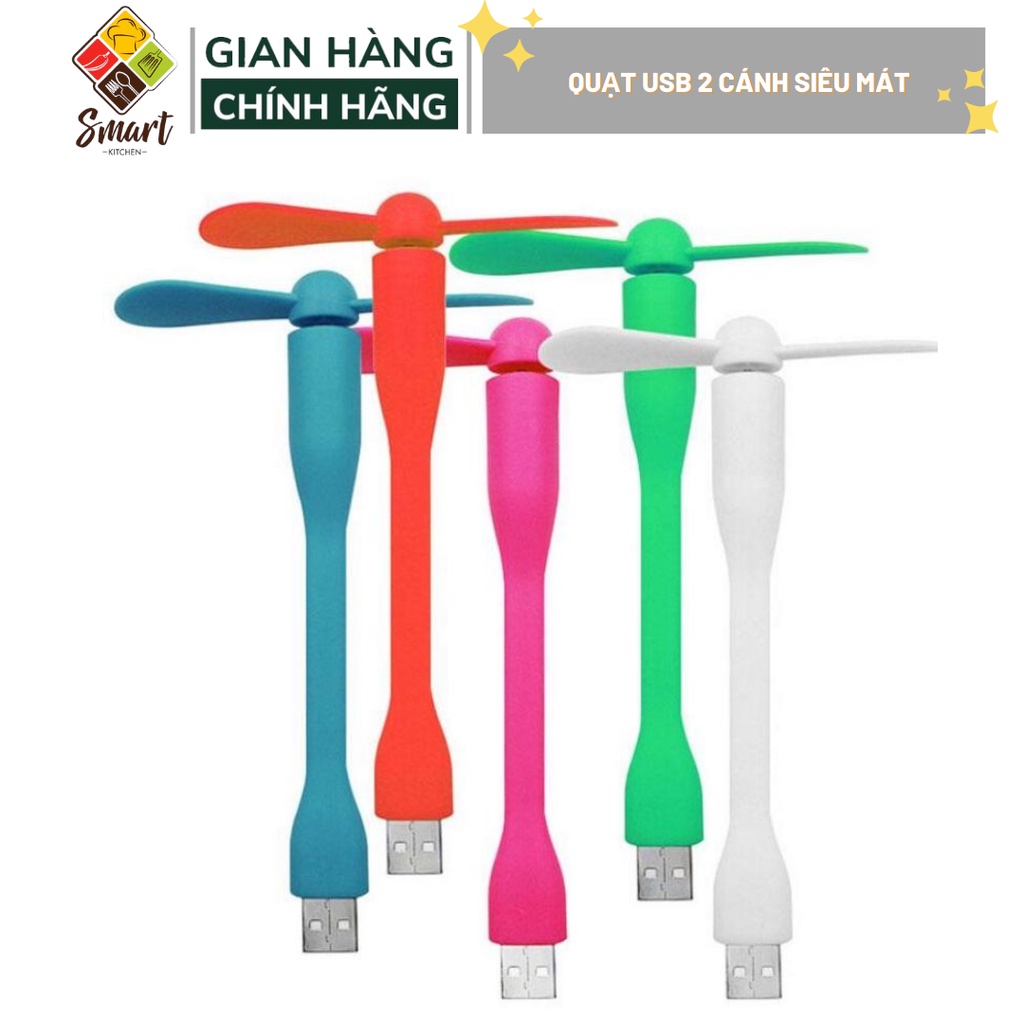 Quạt USB 2 cánh rời cắm cắm máy tính, sạc dự phòng, củ sạc điện thoại, nhiều màu