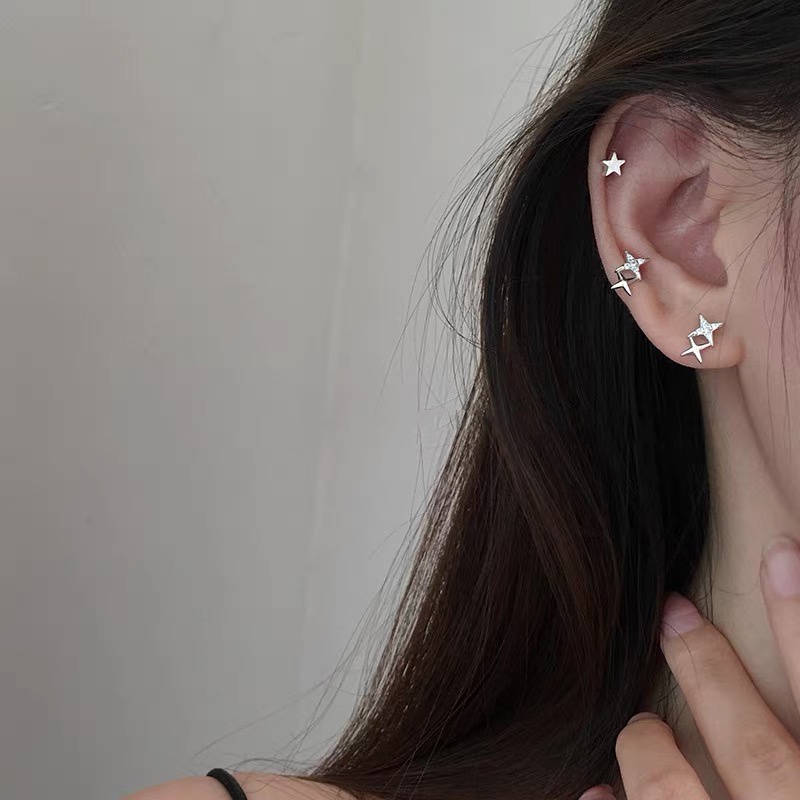 1 Cặp Bông Tai Bạc S925 Hình Thánh Giá Đính Đá Zircon Thời Trang Phong Cách Hàn Quốc Cho Nữ