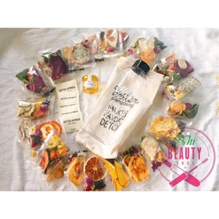 Full set 30 gói detox mix 5 vị kèm bình, đường và mật ong