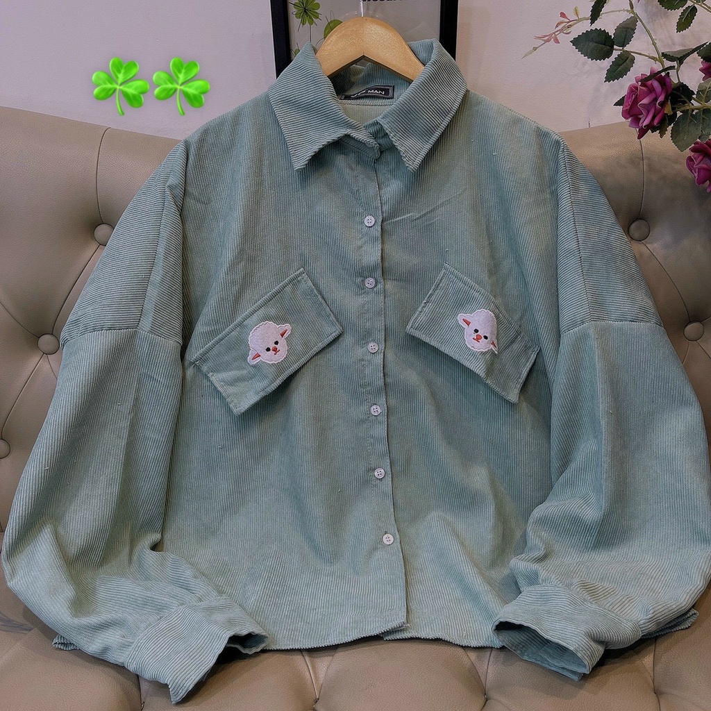 Sơ mi nhung tăm dáng rộng, áo khoác nhung tăm ulzzang ( ảnh thật / có sẵn ) CÓ UP VIDEO HÀNG THẬT Summersweater | BigBuy360 - bigbuy360.vn