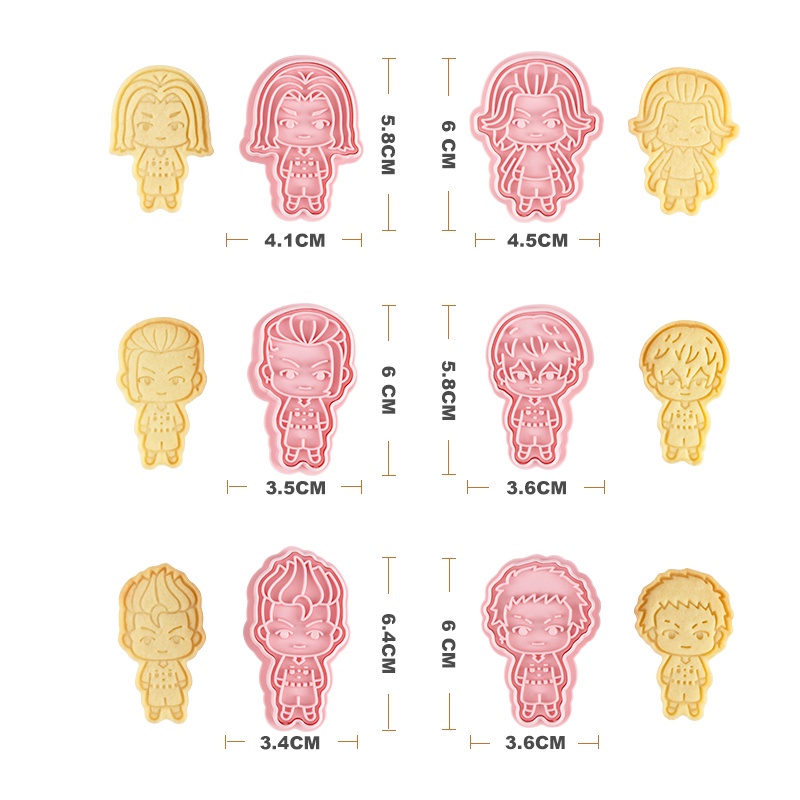 Bộ 6 cái khuôn làm bánh quy trang trí hình anime 3D
