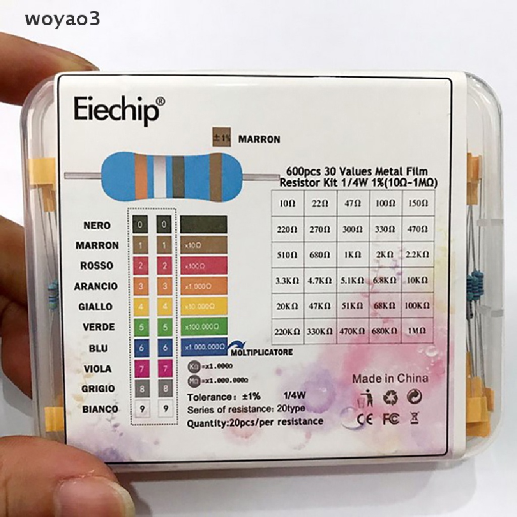 Set 600 Điện Trở Màng Kim Loại 1 / 4W 10R ~ 1M DIY