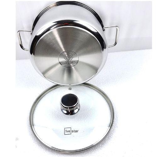 Nồi inox 430 bếp từ 3 đáy FiveStar Standard 16/18/20/24cm nắp kính(SW).Tặng 5 muỗng inox