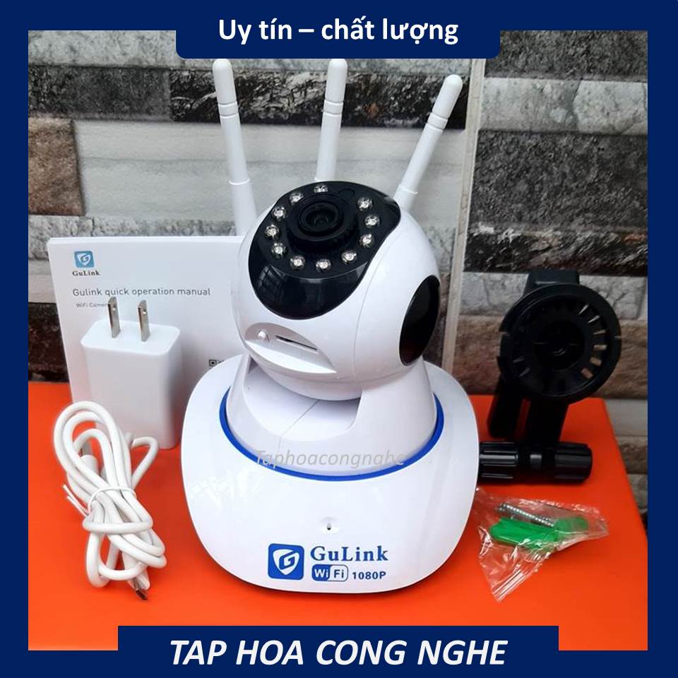 CAMERA IP WIFI GULINK 3 râu xoay 360 độ có cổng LAN hỗ trợ hồng ngoại tự động bật khi không đủ sáng