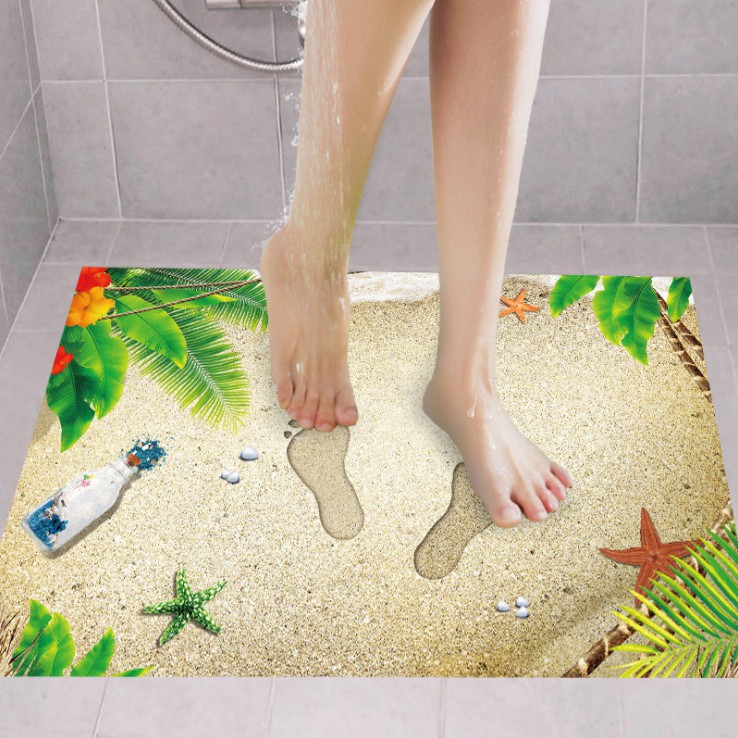 decal  trang trí tường bàn hai  chân trên cát