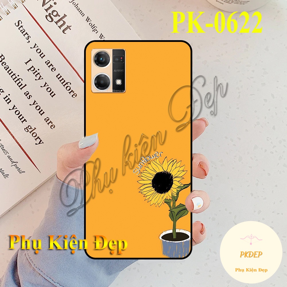 Ốp lưng Basic Oppo Reno7 4G viền đen in hình Hoa Hướng Dương