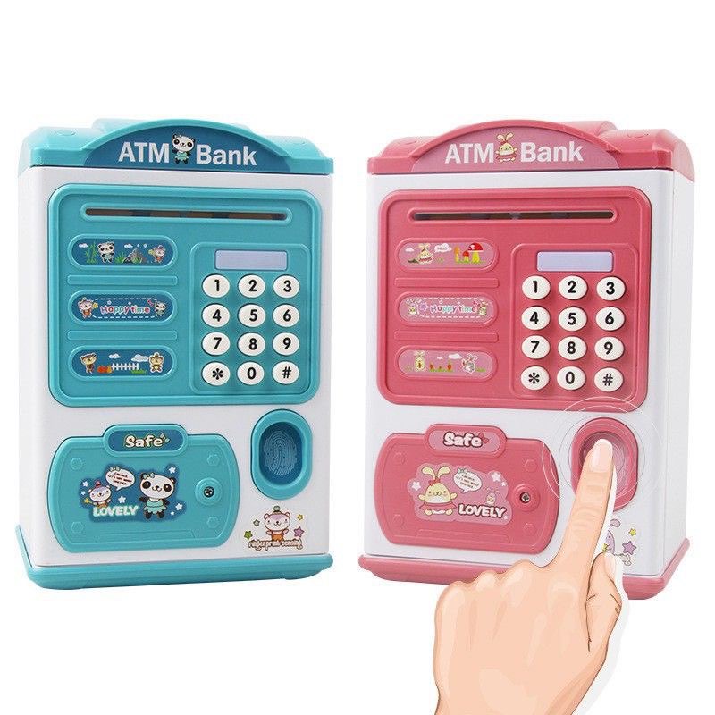 Két Sắt Đựng Tiền Cho Bé Đồ Chơi Thông Minh Mô Phỏng Ấn Vân Tay Mật Mã Có Nhạc Vui Nhộn Cho Bé