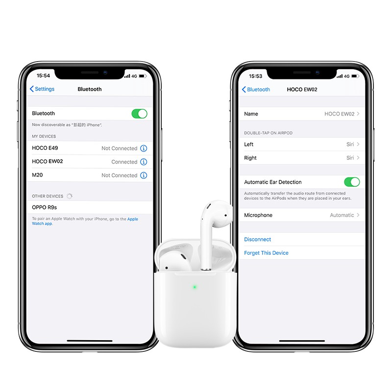 Tai nghe Bluetooth TWS mini Hoco EW02 V5.0, hỗ trợ định vị, popup, đổi tên, cảm ứng chạm (Trắng) - Phụ Kiện 1986