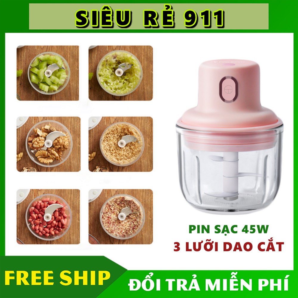Máy xay tỏi ớt bằng điện dung tích 250ml, 3 lưỡi, công suất 45W hàng chất lượng