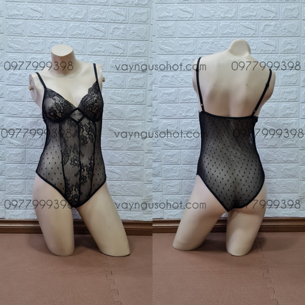 ( ảnh thật tự chụp ) bodysuit ren hoa đen lưng chấm bi sexy | BigBuy360 - bigbuy360.vn