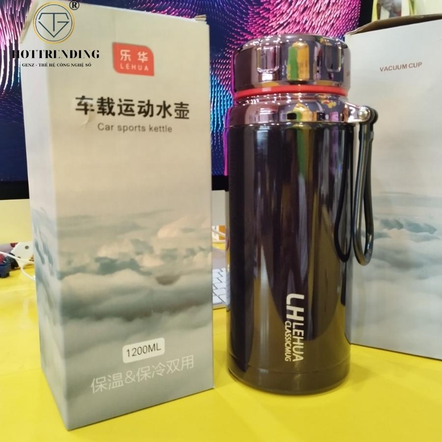 Bình Nước Giữ Nhiệt Kim Cương Cao Cấp Inox 304 Chuẩn Kèm Lưới Lọc và Dây Treo Dung Tích 1500ml, 1200ml,1000ml
