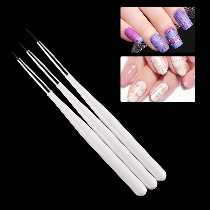 Set 3 cọ vẽ móng tay nghệ thuật màu đen UV tiện dụng