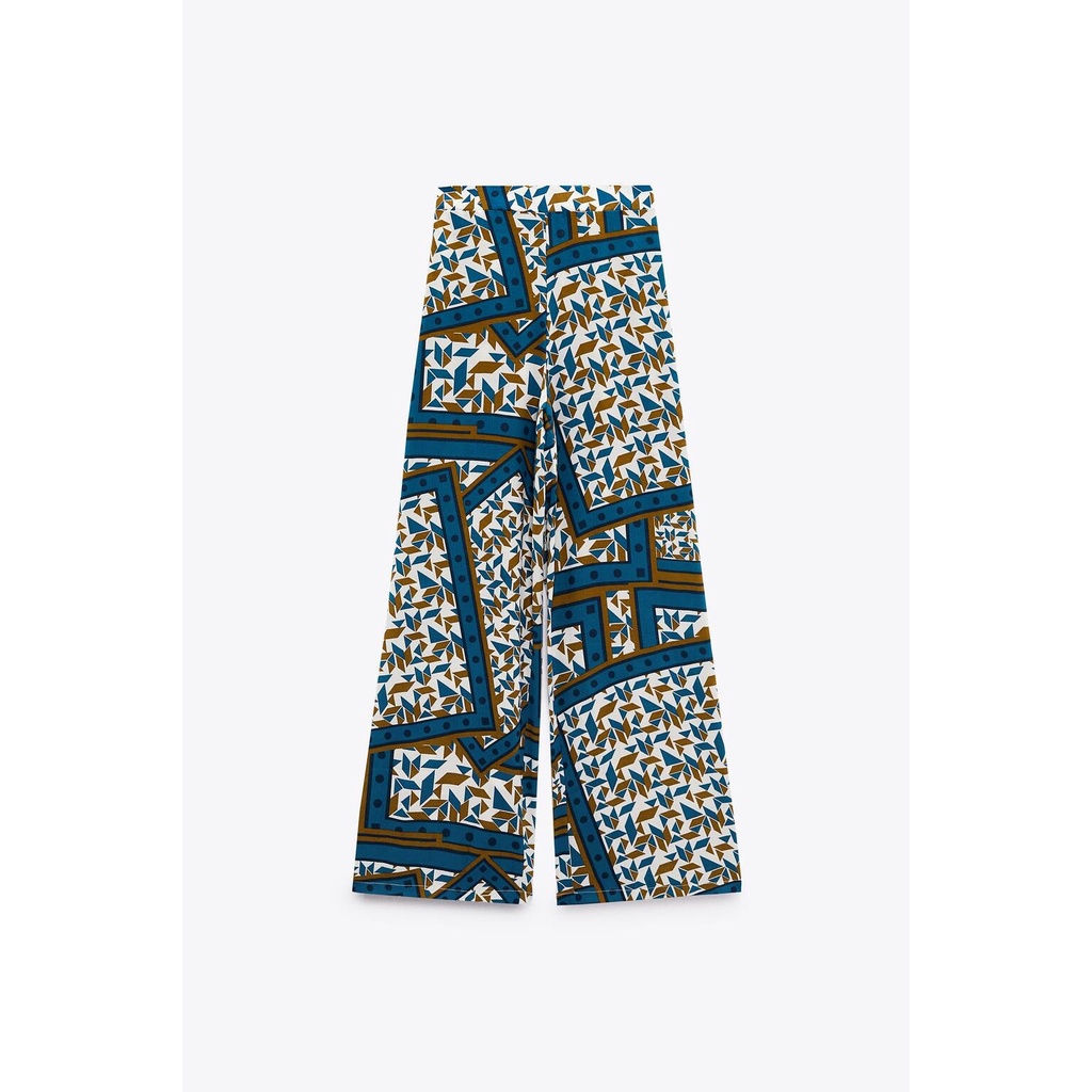Zara Bộ Áo Sơ Mi In Họa Tiết + Quần Ống Rộng Xinh Xắn Theo Phong Cách Mù 165525 1165524