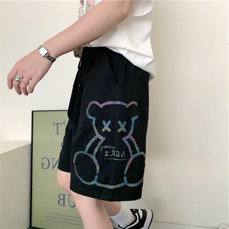 Quần đùi gấu nam nữ Unisex TVL1999, quần short ngắn in hình chất liệu cao cấp dày dặn mềm mại hai màu đen, trắng. Q4