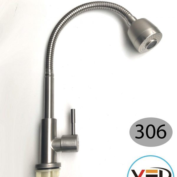 Vòi rửa chén lạnh inox 304 không gỉ, cần mềm bẻ xoay 360 linh hoạt điều chỉnh 2 chế độ bảo hành 3 năm .