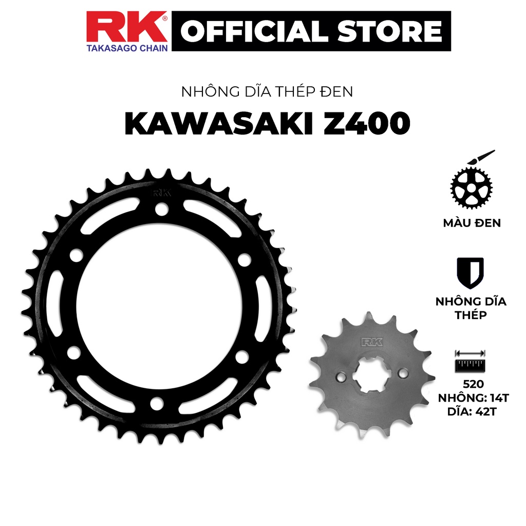 Nhông Dĩa RK Takasago chain cho xe phân khối lớn Kawasaki Z400, chất l