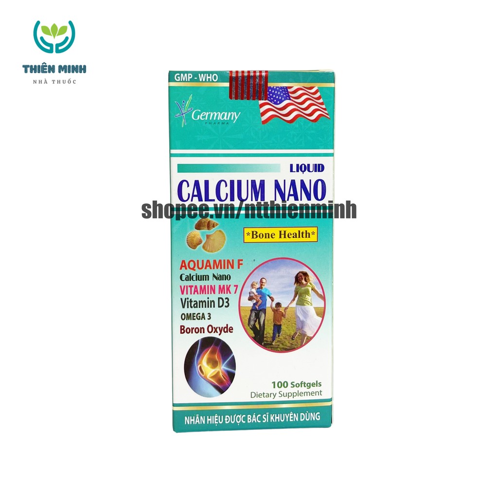 Viên uống CALCIUM NANO LIQUID bổ sung canxi, vitamin và các khoáng chất cần thiết – Hộp 100 viên