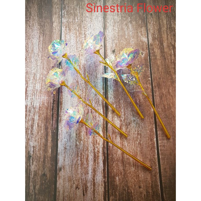 Sỉ Lẻ Cành hoa hồng xà cừ ( hoa hồng hologram ) 7 sắc lung linh