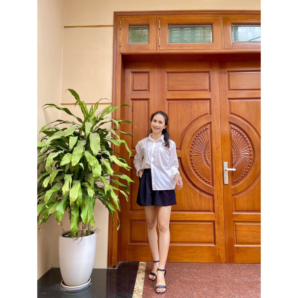 Quần sooc nữ khaki xếp li eo siêu hot siêu sang chảnh mặc nhà đi chơi SN2024