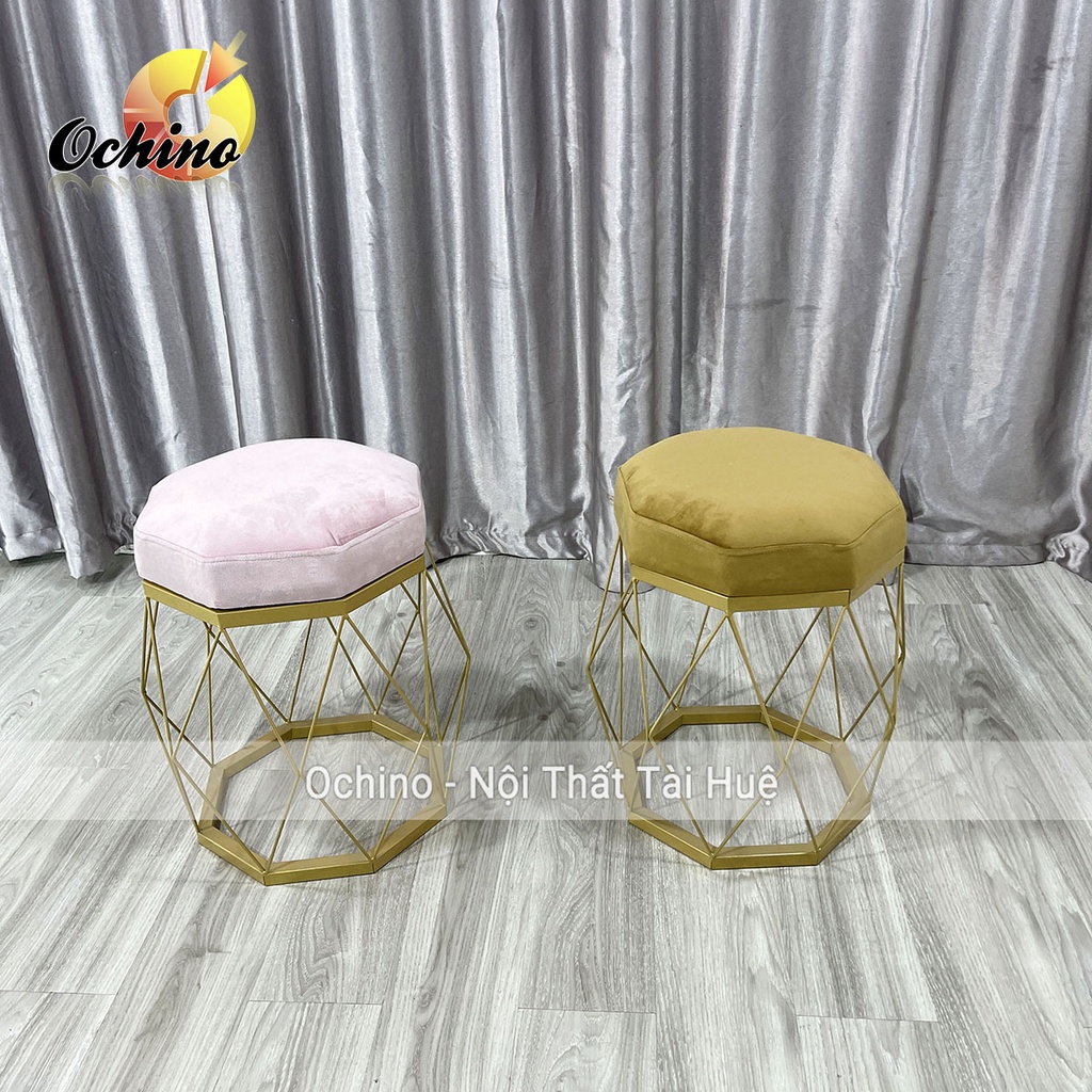 Đôn Tròn Trang Điểm Chân Vàng Mẫu Kim Cương Sang Chảnh ( Đủ Màu Chọn)