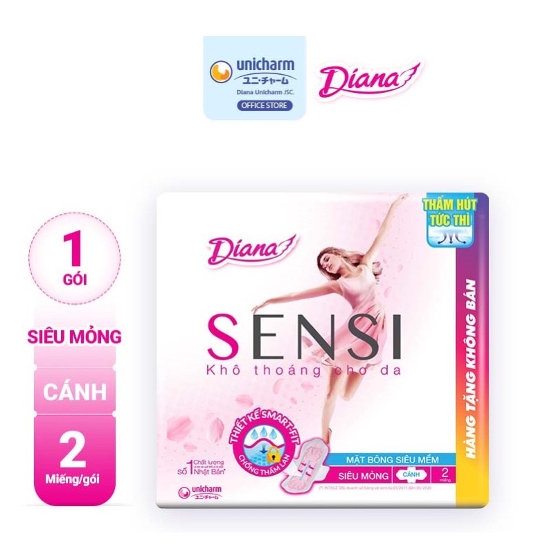 Băng vệ sinh Diana Sensi Siêu Mỏng Cánh (2 miếng/gói)