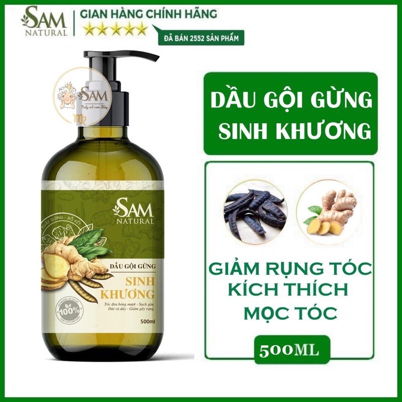 Dầu Gội Gừng Sinh Khương Giảm Rụng Kích Mọc Tóc Phục Hồi Chân Tóc - Cam Kết Chính Hãng Sam Natural (dung tích 500ml)