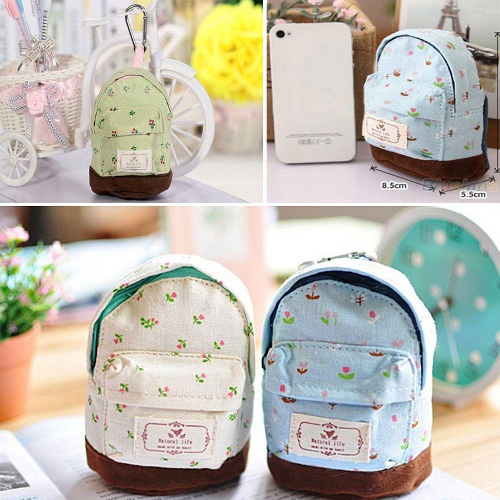 Ví Canvas Mini Họa Tiết Hoa Đựng Tiền Xu Thời Trang Cho Nữ