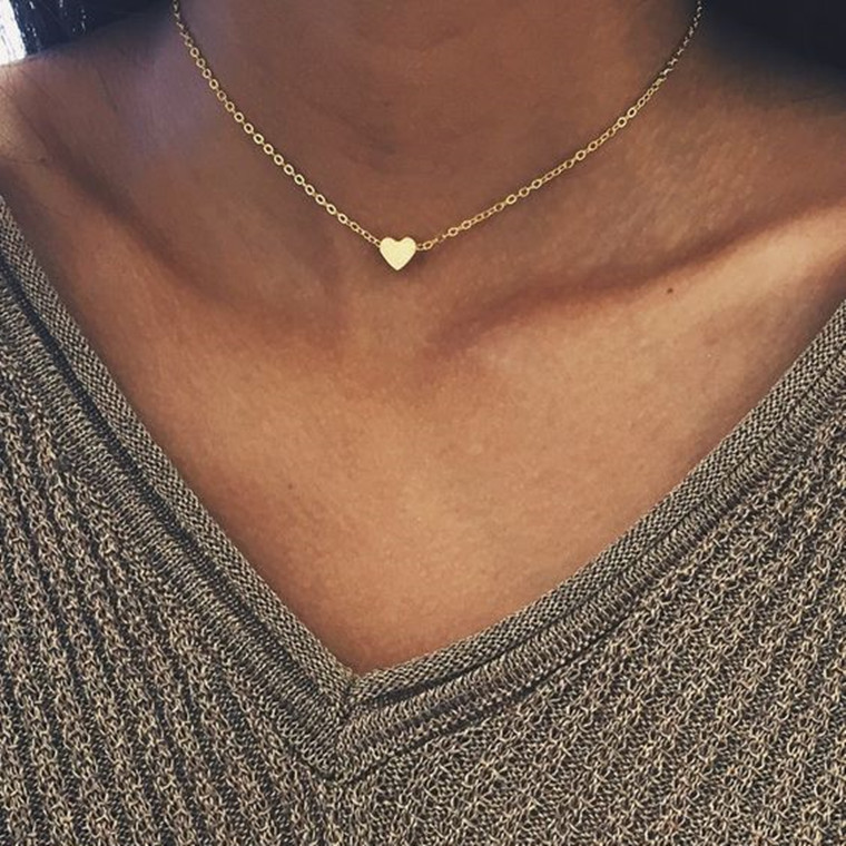 Peach Heart Clavicle Necklace