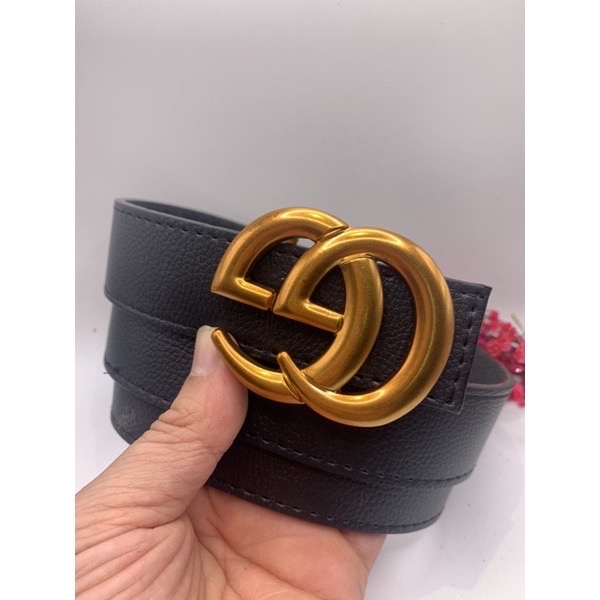 Thắt lưng da cao cấp- Dây nịt nam mặt chữ G ( dây đen trơn ) phong cách châu âu