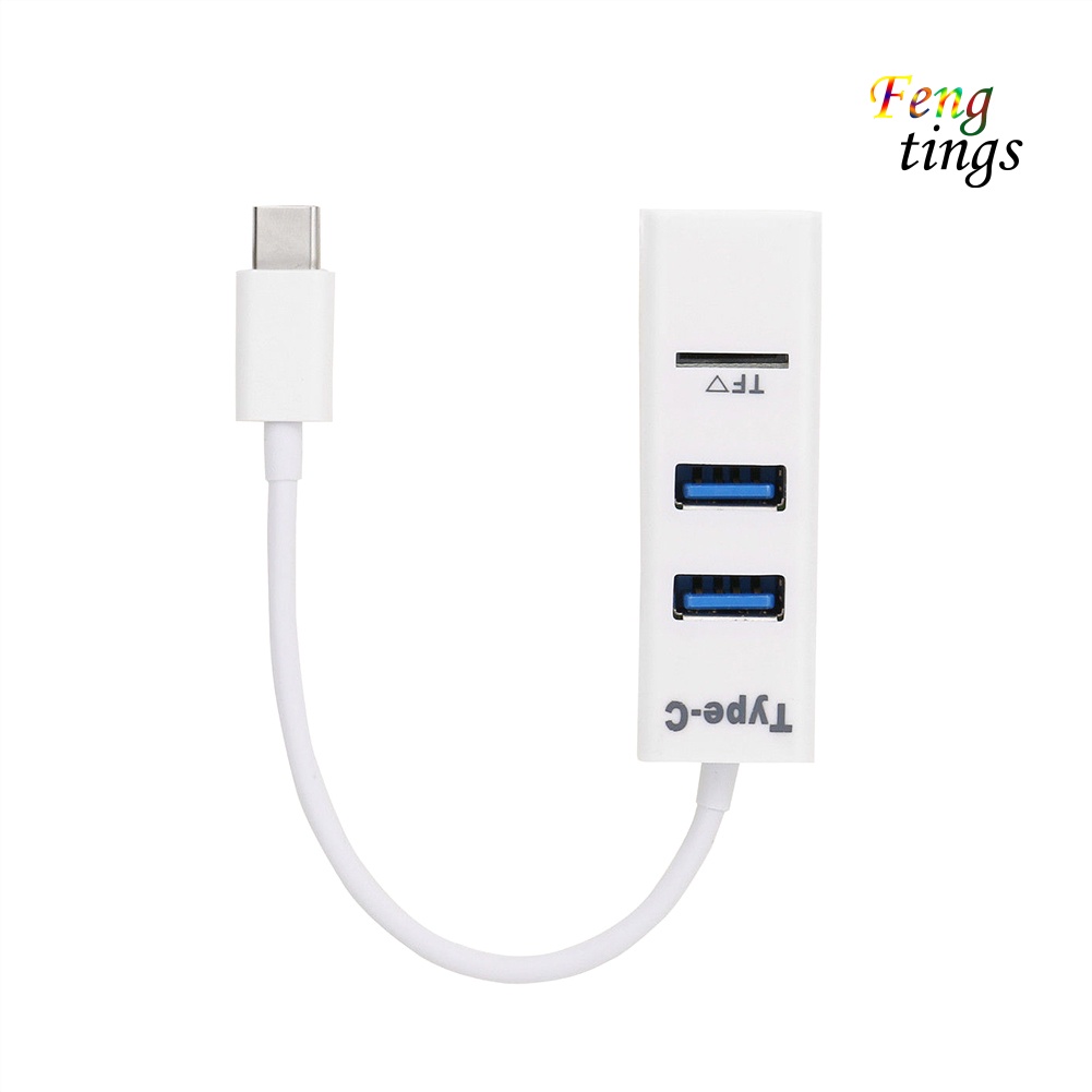 【FT】Portable 3 Ports USB 2.0 Hub Splitter Adapter with TF Card Reader for PC Laptop