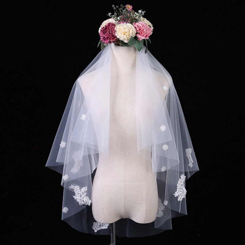 Mạng Che Mặt Phối Ren Đính Kim Sa Lấp Lánh Kèm Lược Cài Tóc Cho Đám Cưới