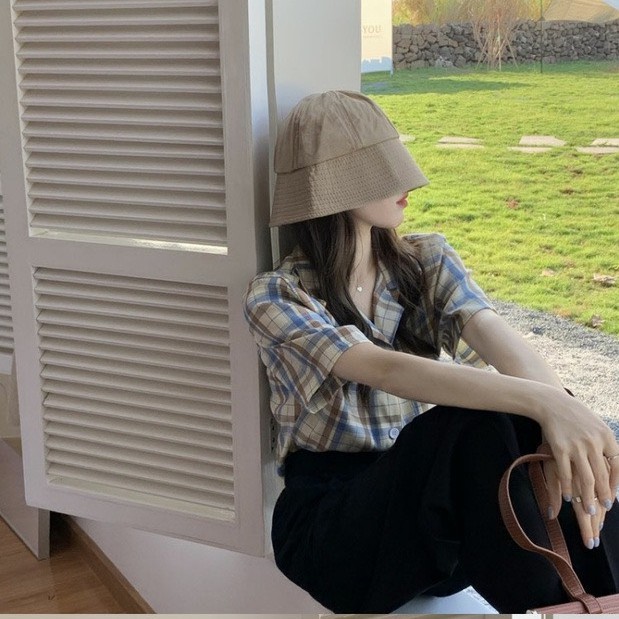 [Mã FAMAYWA giảm 10K đơn 50K] Áo sơ mi kẻ cổ vest KA Closet Chất kẻ thô, tay lỡ, màu kẻ nâu tây trắng da hot | BigBuy360 - bigbuy360.vn