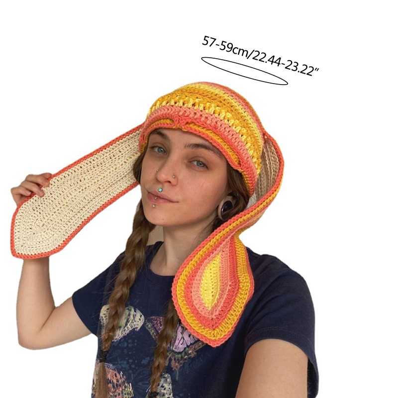 Nón Len Che Nửa Mặt Tạo Hình Tai Thỏ Phong Cách Halloween