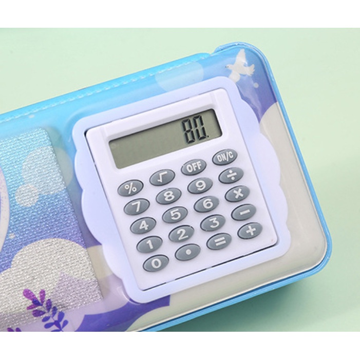 Hộp bút Nhựa Nắp từ tính 2 mặt kèm gọt chì nắp in hình thú gắn máy tính mini siêu xinh