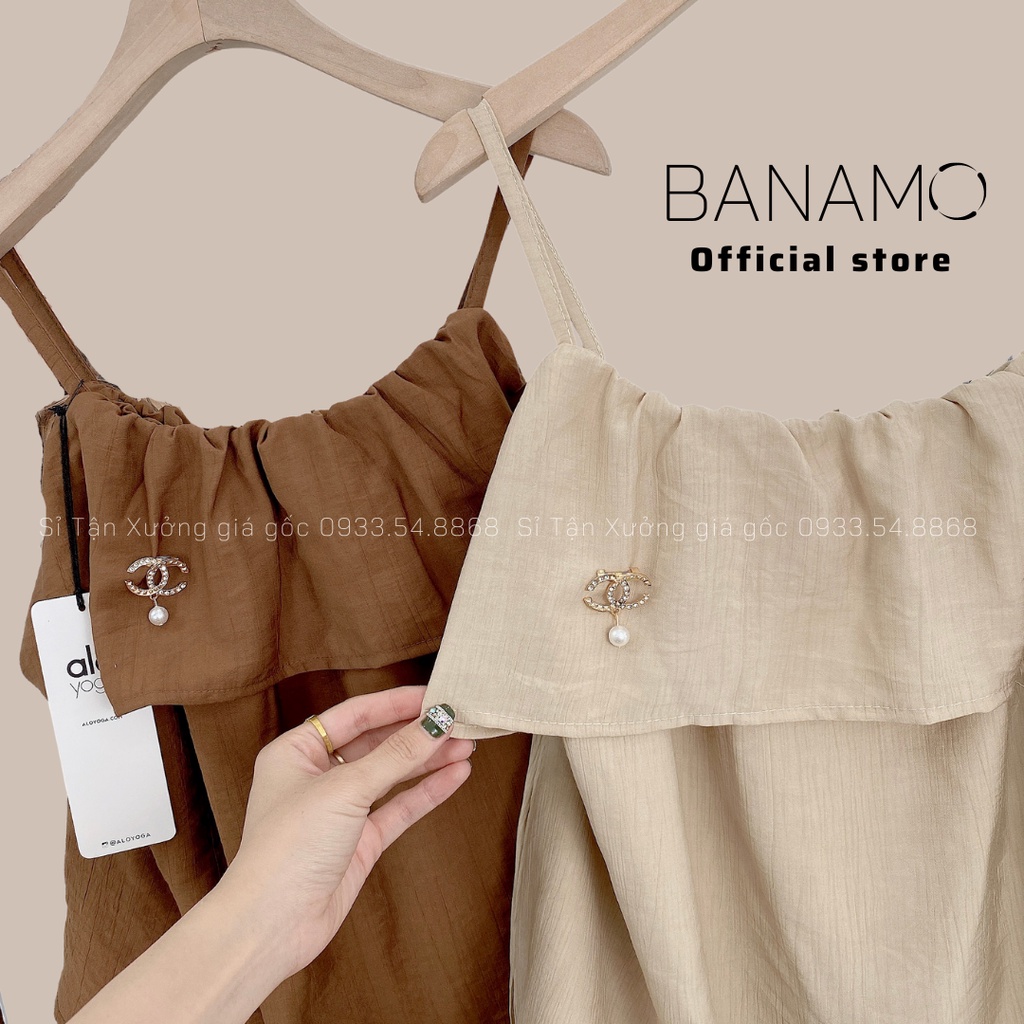 Bộ đùi 2 dây xếp tầng chất đũi xốp siêu đẹp thời trang Banamo Fashion bộ đũi 2 dây 125