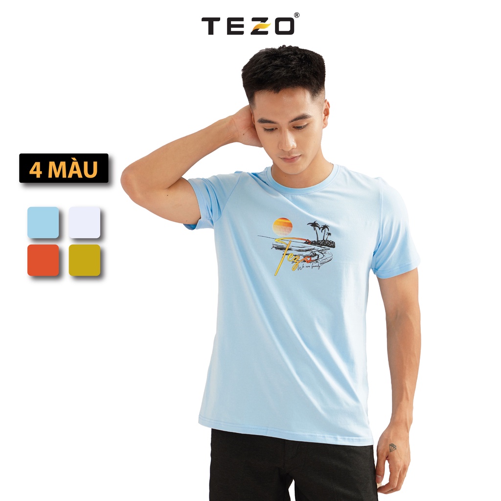 Áo phông nam in hoạ tiết cây dừa TEZO năng động thoải mái 2204APOT10