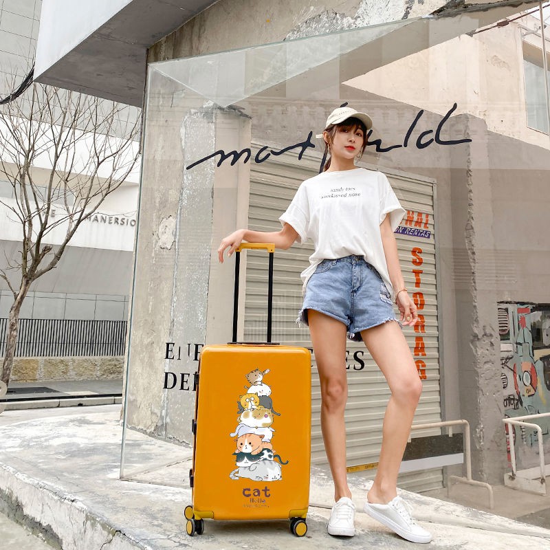 ﹍Hành lý nữ sinh phiên bản Hàn Quốc Hộp đựng xe đẩy dễ thương nhỏ tươi mát màu đỏ thủy triều mật khẩu du lịch nam