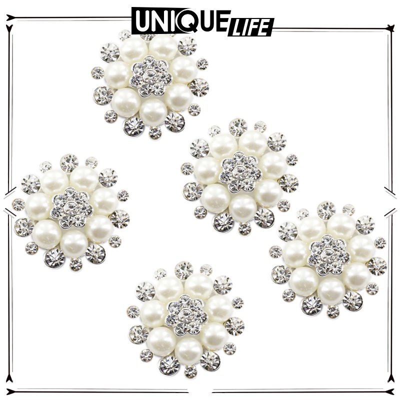 Set 5 Nút Pha Lê Hình Bông Hoa Màu Be 30mm Dùng Làm Đồ Thủ Công DIY Shiwaki4