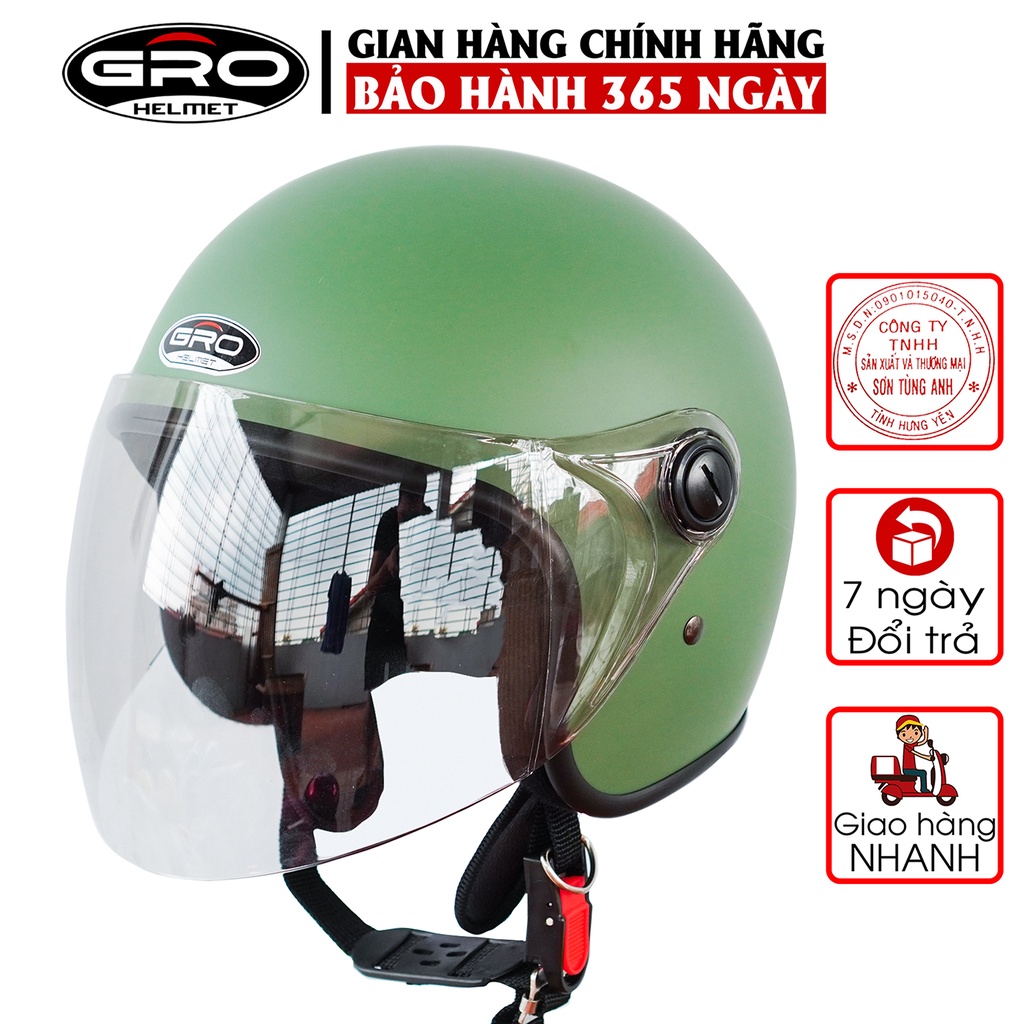 Mũ Bảo Hiểm Gro 3/4 đầu T818 có kính dài che cả mặt, kiểu dáng thời trang cho nữ, khóa kim loại chắc chắn - Nhiều Màu