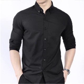 Áo sơ mi nam đẹp dài tay hàn quốc màu trắng đen vải sơ mi lụa công sở cao cấp | BigBuy360 - bigbuy360.vn