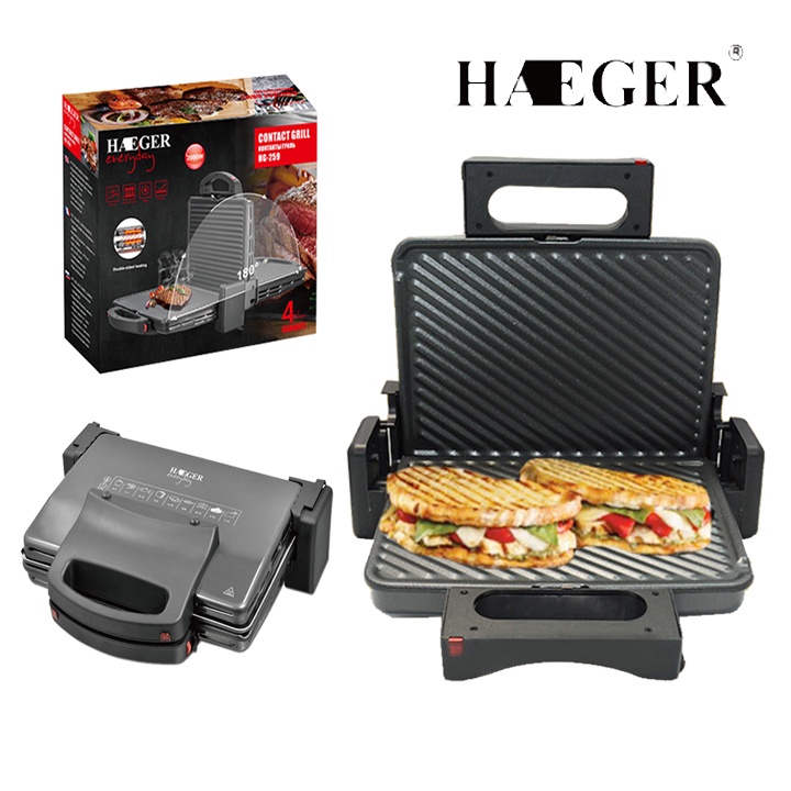 Máy Nướng Bánh Mì HAEGER 2000W - Kẹp Ép Bánh Mỳ Lớn Chính Hãng [BH 12 Tháng]