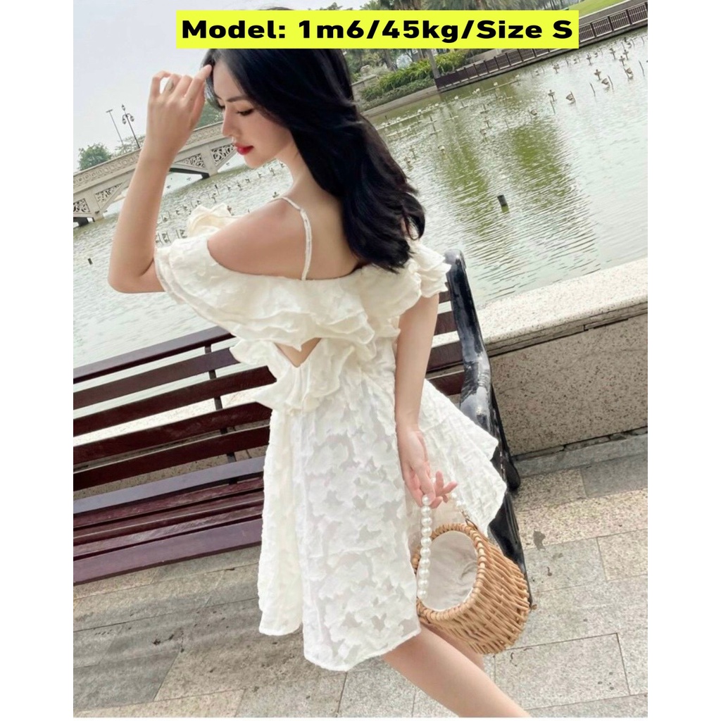 Đầm Tầng Khoét Eo Hai Dây Rớt Vai Tầng Màu Nude Đi Tiệc Hẹn Hò